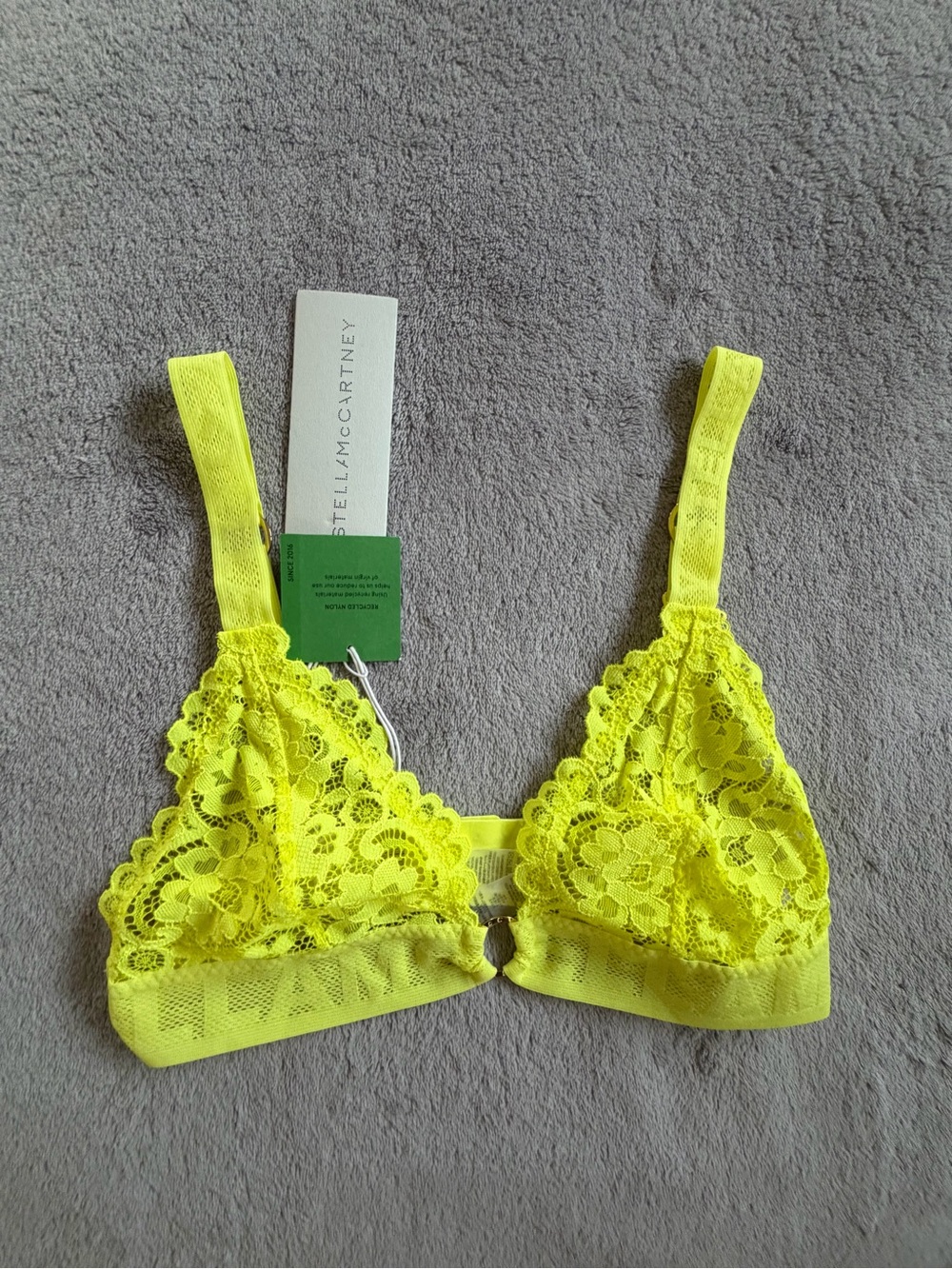 Stella McCartney Neon Yellow Lace Bralette Size S